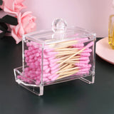 Holder Dispenser for Bathroom,Small Acrylic Clear Cotton Swab Ball Toothpick Dustproof Organizer with Lid