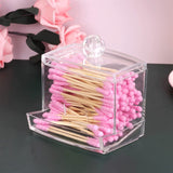 Holder Dispenser for Bathroom,Small Acrylic Clear Cotton Swab Ball Toothpick Dustproof Organizer with Lid