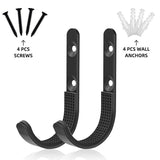 2 pcs Horizontal Metal Rack and Hooks Hangers , Wall Mount Storage Black ,Rack Wall Mount for Hanging & Storin
