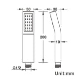 Handheld Shower Head Water Saving 304 Stainless Steel Rainfall Shower Head Single Function Rectangle Bend Hand Shower Head