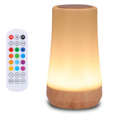 Touch Bedside  USB Rechargeable Desk Lamp, Remote Control Dimmable Light with RGB Color Changing,Portable Lamp for Baby