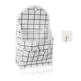 Wall Hanging Storage Bag, Black and White Checkered Linen Organizer Wall Mounted Punch-Free Over The Door Storage Pouch  (White)