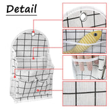 Wall Hanging Storage Bag, Black and White Checkered Linen Organizer Wall Mounted Punch-Free Over The Door Storage Pouch  (White)