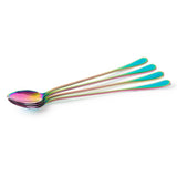 Long-Handled ice Tea Spoon, Cocktail stir Spoons, Stainless Steel Coffee Spoons, Colored ice Cream Scoop Set of 4