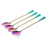 Long-Handled ice Tea Spoon, Cocktail stir Spoons, Stainless Steel Coffee Spoons, Colored ice Cream Scoop Set of 4