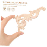 4pcs Furniture Decals Retro Decor Wood Applique Dresser Decor Unpainted Carved Unpainted Wooden Furniture Wood Carved （16*8*0.8cm）