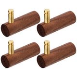 4 Pcs Wooden Wall Hooks Coat Hooks Hangers Wall Mounted Brass Decorative Wall Hooks Towel Hook, Walnut Wall Hooks(L-Shaped,Walnut)