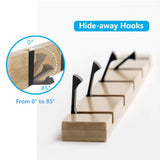 Wooden Coat Hooks Coat Rack Wall Mounted, Modern Coat Rack, Space-Saving Coat Hook with 4 Standard Retractable Hooks Hat Coat