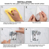 Shower Head Holder Strong Adhesive Shower Head Wall Mounting Bracket Adjustable Shower Wand Holder Hanger Hooks No Drill Need