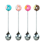 4 Pack Stirring Spoons Cute Doughnut Coffee Spoon Stainless Steel Little Teaspoons Mini Donut Dessert Ice Cream Tea Sugar Stirrers