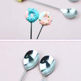 4 Pack Stirring Spoons Cute Doughnut Coffee Spoon Stainless Steel Little Teaspoons Mini Donut Dessert Ice Cream Tea Sugar Stirrers