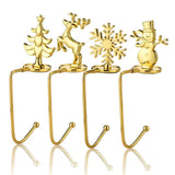 Pack of 4, Christmas Stocking Holder Stocking Hanger Fireplace Hook Hanger for Christmas Decoration (Style 4pcs Gold)