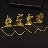 Pack of 4, Christmas Stocking Holder Stocking Hanger Fireplace Hook Hanger for Christmas Decoration (Style 4pcs Gold)