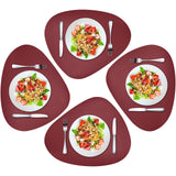 Placemats Set of 4 for Dining Table, Wine Red Leather Table Mats Place Mats Wipeable Washable Placemats for Kitchen Dining Table