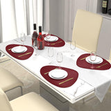 Placemats Set of 4 for Dining Table, Wine Red Leather Table Mats Place Mats Wipeable Washable Placemats for Kitchen Dining Table