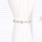 2pcs Magnetic Curtain Tiebacks, Gold White Curtain Tiebacks Decorative Drape, Durable Curtain Holdback Pearl Drapes Tiebacks