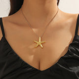 Gold Starfish and Pink fish Pendant Necklace Yellow Gold Fine Jewelry Birthday Gifts for Women Teen Girls （2pcs）