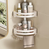 Shower Corner Shelf 2 Pack Shower Organizer Corner No Drilling Required, Aluminum Basket Shampoo Kitchen (Triangle Basket)