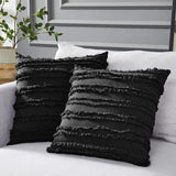 bedding Black Throw Pillow Covers for Couch Sofa Bed, Cotton Linen Decorative Pillows Cushion Covers,Set of 2,No Inserts
