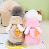Easter Dog Bunny Costume Outfit Rabbit Ears Hoodie Puppy Clothes with Carrot Pocket for Pet Small Medium Dogs Cats Chihuahua（2pcs）