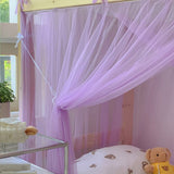 4 Corner Post Students Dorm Bunk Mosquito Net Bed Canopy Netting Students Bed Curtains for Student Dormitory School  (Purple)
