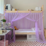 4 Corner Post Students Dorm Bunk Mosquito Net Bed Canopy Netting Students Bed Curtains for Student Dormitory School  (Purple)
