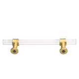 2 Pack Acrylic Drawer Pulls Kitchen Cabinet Handle Gold Dresser Drawer Pull Brushed Brass Cabinet Hardware