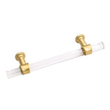 2 Pack Acrylic Drawer Pulls Kitchen Cabinet Handle Gold Dresser Drawer Pull Brushed Brass Cabinet Hardware