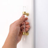 2 Pack Acrylic Drawer Pulls Kitchen Cabinet Handle Gold Dresser Drawer Pull Brushed Brass Cabinet Hardware