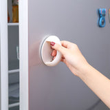 Round White Self-Stick Instant Cabinet Drawer Handle Helper Auxiliary Kitchen Cabinet Door Window Handle Sticker Convenient （2pcs）