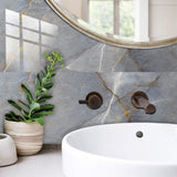 10 Pcs Marble 4 x 4 Inch Waterproof Peel and Stick Floor Tile Vinyl Floor Tiles Self Adhesive Stick Flooring Tiles for Kitchen