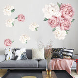 Creative Peony Flower Blossoming Peony Personality Combination Home Bedroom Decoration Romantic self-Adhesive Wall Stickers