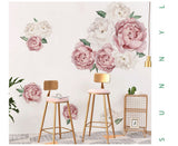 Creative Peony Flower Blossoming Peony Personality Combination Home Bedroom Decoration Romantic self-Adhesive Wall Stickers