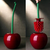 Cherry Toilet Brush and Holder Set Creative Cherry Giraffe Shape Round Bowl Scrubber Cleaner Set for Bathroom Kitchen (Cherry)