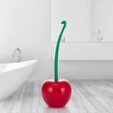 Cherry Toilet Brush and Holder Set Creative Cherry Giraffe Shape Round Bowl Scrubber Cleaner Set for Bathroom Kitchen (Cherry)