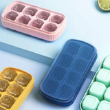 Silicone Ice Cube Tray, with Lid,8 Grid Soft Bottom Ice Cube Tray, Square Fruit Ice Cube Maker, Easy Operation (4pcs)