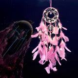Bedroom Decorative Hanging Decorations Hangings Room ，Nursery Decor for Girls Boys, Handmade Feather Wall Decor with Lights（2pcs）