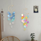Shell Moon Wind Chime Wall Decor Hanging Mobile Decorative Ocean Handmade Home Decor Eye-catching Exquisite Creative（3pcs）