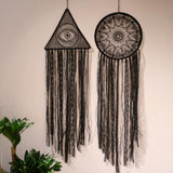 Black Dream Catchers for Kids Bedroom Handmade Lace Boho Wall Art Hanging Ornament Gift Living Room Dorm Decoration（2pcs）