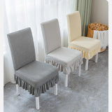 Easy-Going Dining Chair Covers Stretch Parsons Chair Slipcover with Skirt Chair Covers for Dining Room Restaurant Banquet (3 PCS)
