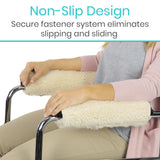 2pc Memory Foam Sheepskin Pad for Office & Transport Chair - Soft Support Cushion Accessories for Padded Arm Rest, Kids, Adults