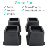 4pc Bed Risers Heavy Duty - Bed Lifts Risers - Dorm Bed Risers for Bed Frame - Leg Extension Elevator - Stackable Platform Blocks