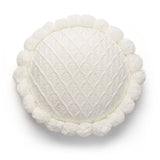 Knitted Throw Pillow Round Couch Pillow Sofa Cute Cushion Handmade Pompoms Decorative Plush Pillow (Beige)