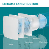 6 Inch Exhaust Fan, 6 Inch Extractor Fan with Damper, Garage Ventilation Fan for Home Kitchen Bedroom Office Ceiling & Wall Mount