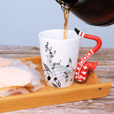 14 Ounce Sax Mug Musical Notes Coffee Mug Ceramic Saxophone Music Cup Gifts for Friend Mug Music Note Coffee(Red)