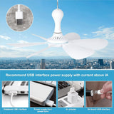 2X Silent 6 Leaves USB Powered Ceiling Canopy Fan Hanging Fan for Camping Bed Dormitory Tent,2x usb Hanging Fan,White