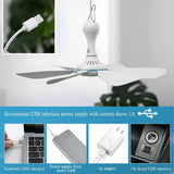 2X Silent 6 Leaves USB Powered Ceiling Canopy Fan Hanging Fan for Camping Bed Dormitory Tent,2x usb Hanging Fan,White