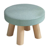 Round Wooden Foot Stool with Padded Seat - Solid Wood Stool for Footrest, Small Side Table, or Extra Seating - Compact Ottoman for Bedroom, Hallway, Patio, or Garden - Portable Space-Saving Stool