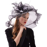 Women's Church Hat Organza Fascinator Wedding Tea Party Hat Wide Brim Sun Hat