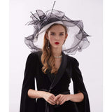 Women's Church Hat Organza Fascinator Wedding Tea Party Hat Wide Brim Sun Hat